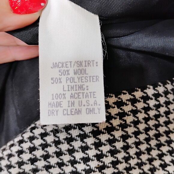 Vintage Houndstooth Skirt Suit KTF by Kristinn Steinarr Size 8 - Picture 8 of 16